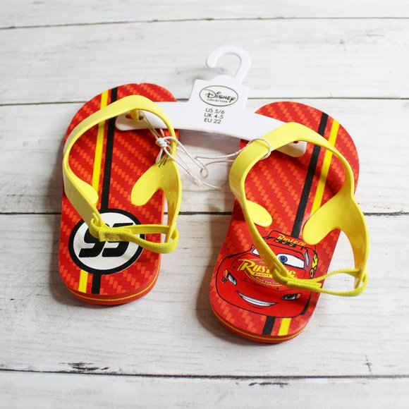 Disney Cars Flip Flop Sandals Little Kid Size 5-6 Elastic Heel Strap - Picture 1 of 3